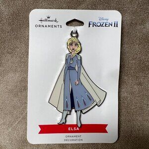 Hallmark Frozen II Elsa flat metal Christmas ornament on card 2021 NEW